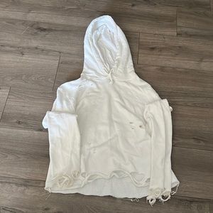 White ripped hoodie
